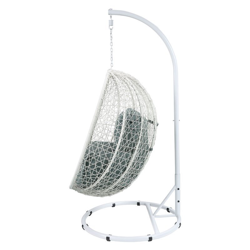 ACME Simona Patio Swing Chair in Green and White