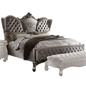 ACME Versailles Tufted Fabric and Wood California King Bed in Antique Platinum