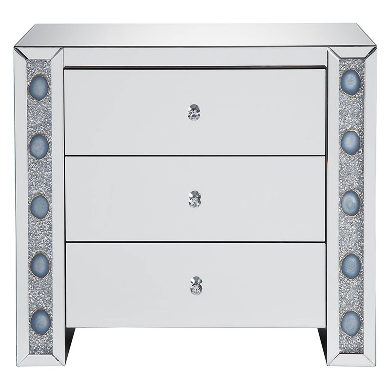 ACME Sonia 3 Drawer Glass Top Mirrored Console Table