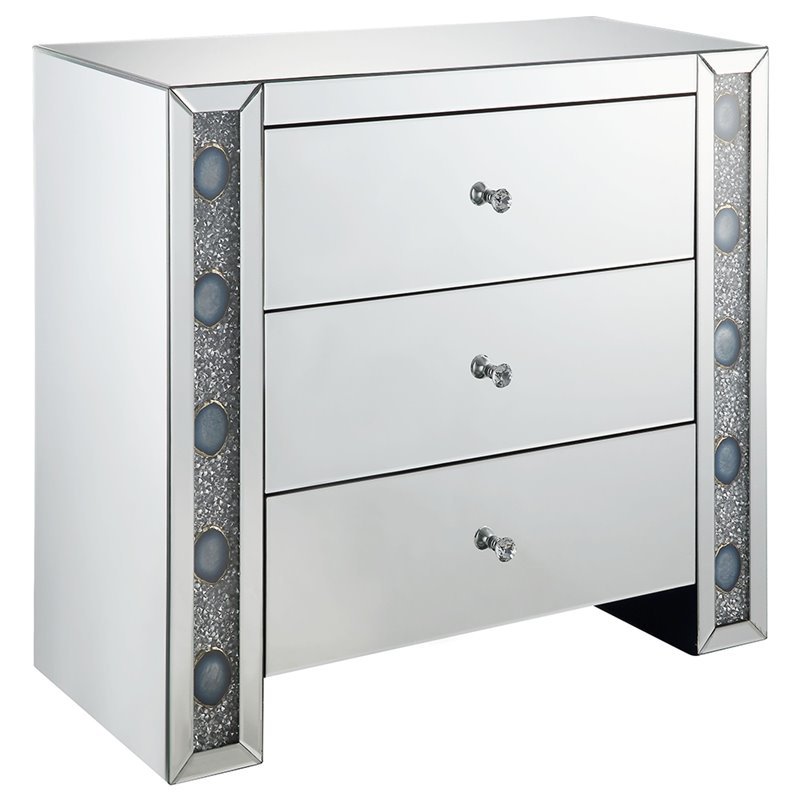 ACME Sonia 3 Drawer Glass Top Mirrored Console Table