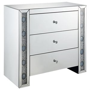 ACME Sonia 3 Drawer Glass Top Mirrored Console Table