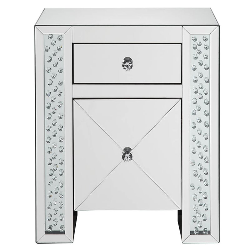 ACME Maisha 2 Drawer Mirrored Nightstand