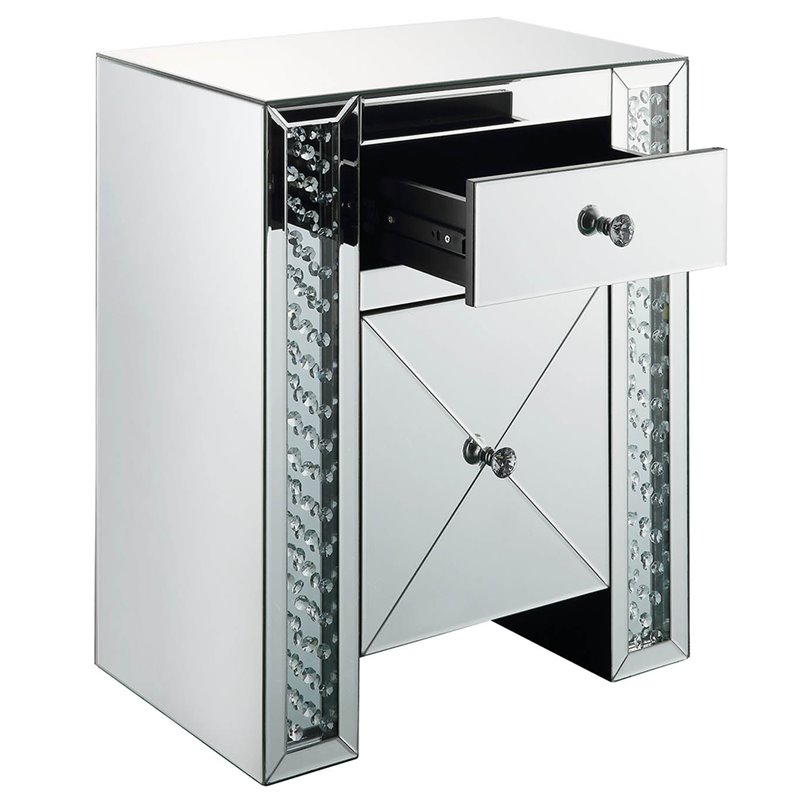 ACME Maisha 2 Drawer Mirrored Nightstand