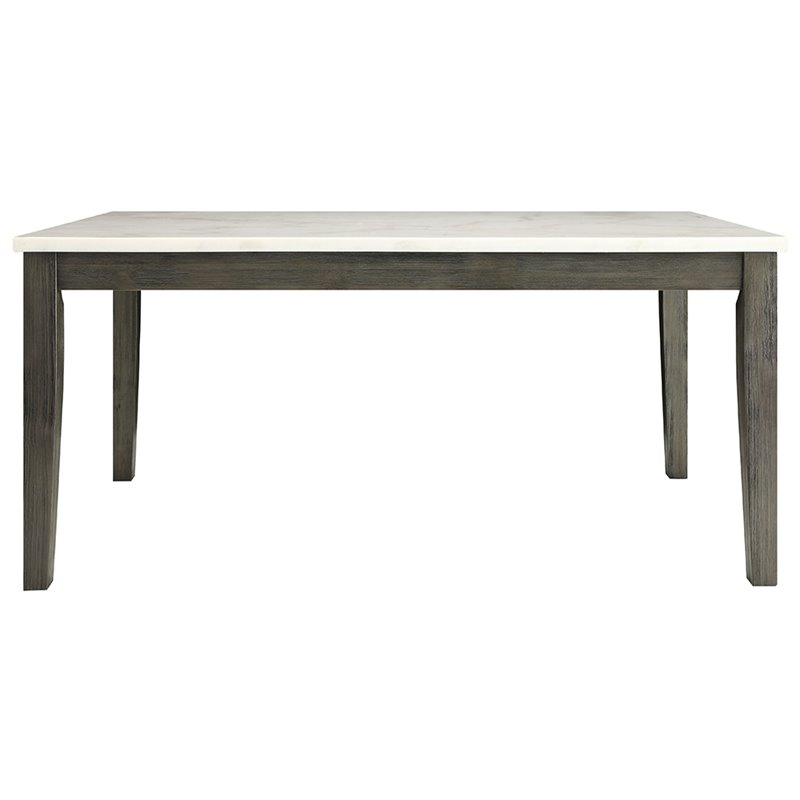 ACME Merel Rectangular Marble Top Dining Table in White and Gray Oak