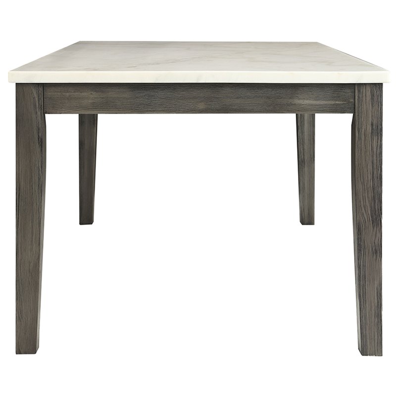 ACME Merel Rectangular Marble Top Dining Table in White and Gray Oak