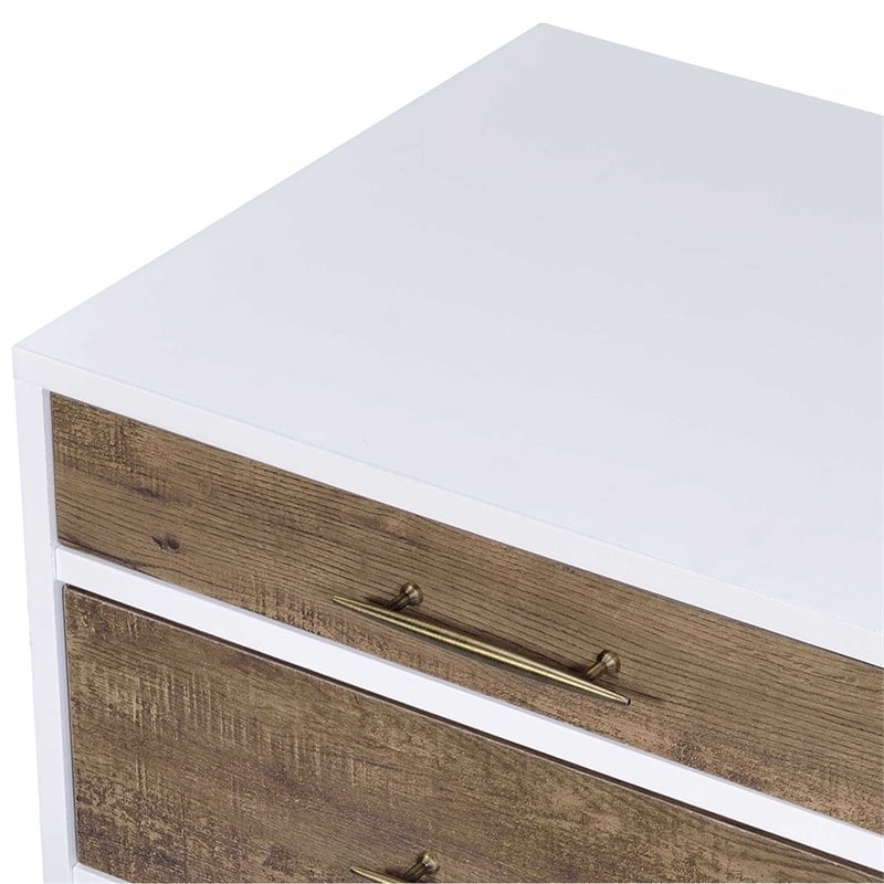 ACME Lurel Wooden Rectangular Nightstand in White and Weathered Oak