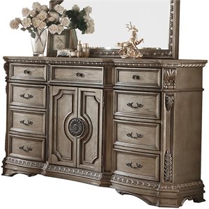 ACME Northville Wooden 9 Drawer Dresser in Antique Silver