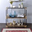 ACME Heleris Glass Top Console Table with Wooden Shelf in Black and Gold