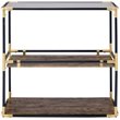 ACME Heleris Glass Top Console Table with Wooden Shelf in Black and Gold