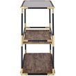 ACME Heleris Glass Top Console Table with Wooden Shelf in Black and Gold