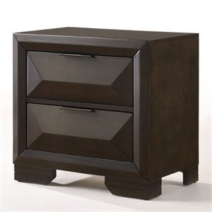 ACME Merveille Square Wood and Metal 2-Drawers Nightstand in Espresso