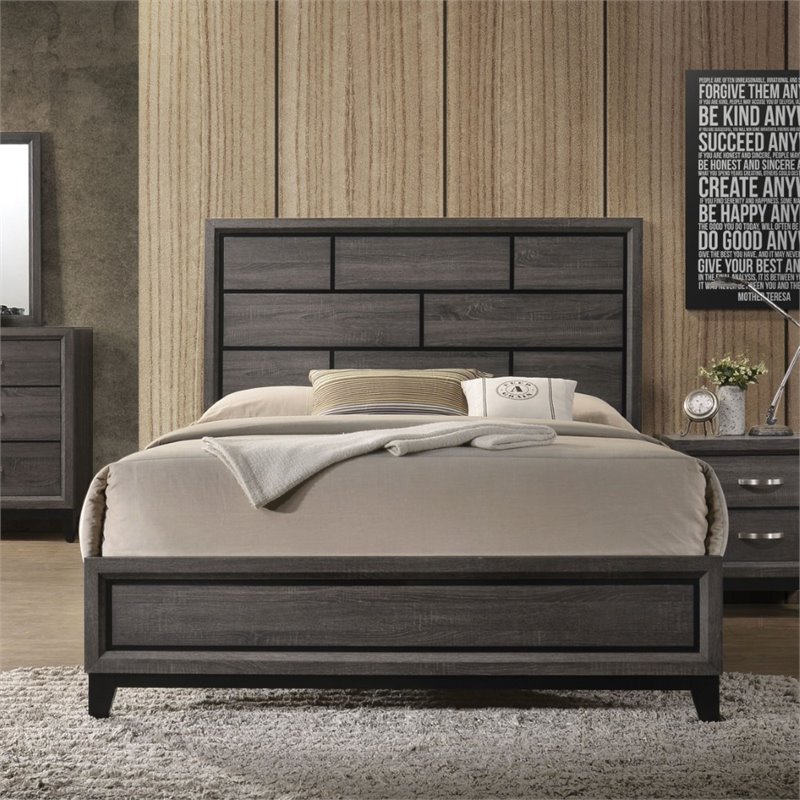 ACME Valdemar Eastern King Bed in Weathered Gray