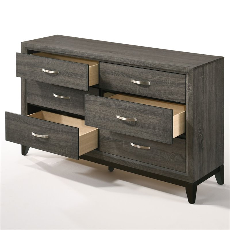 ACME Valdemar Metal and Wood Bedroom Dresser in Weathered Gray