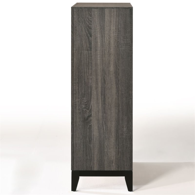 ACME Valdemar Metal and Wood 5-Drawers Bedroom Chest in Weathered Gray
