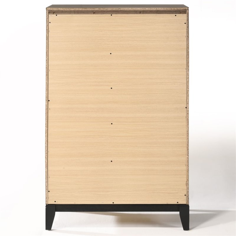 ACME Valdemar Metal and Wood 5-Drawers Bedroom Chest in Weathered Gray