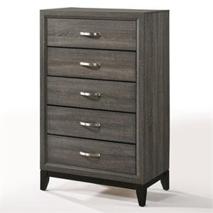 ACME Valdemar Metal and Wood 5-Drawers Bedroom Chest in Weathered Gray