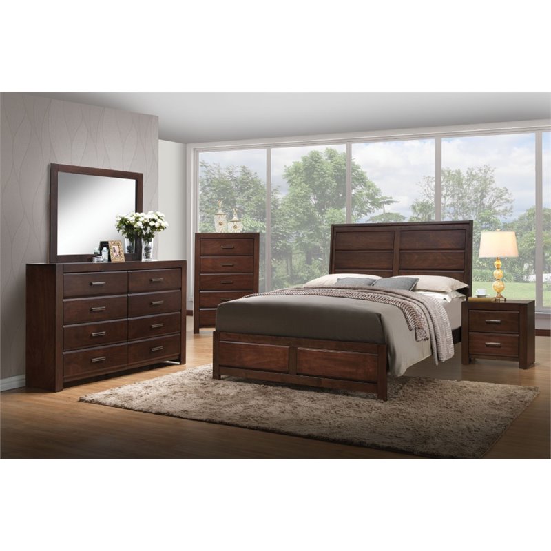 ACME Oberreit Wood Frame Bedroom Mirror in Walnut