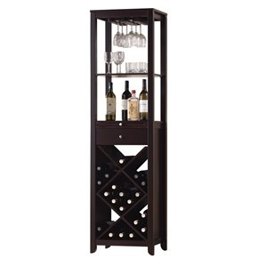 ACME Casey 1-Drawer Wine Cabinet with Glass Rack in Espresso