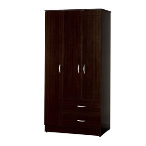 ACME Olean 2-Drawers and 3-Doors Wooden Bedroom Wardrobe in Espresso