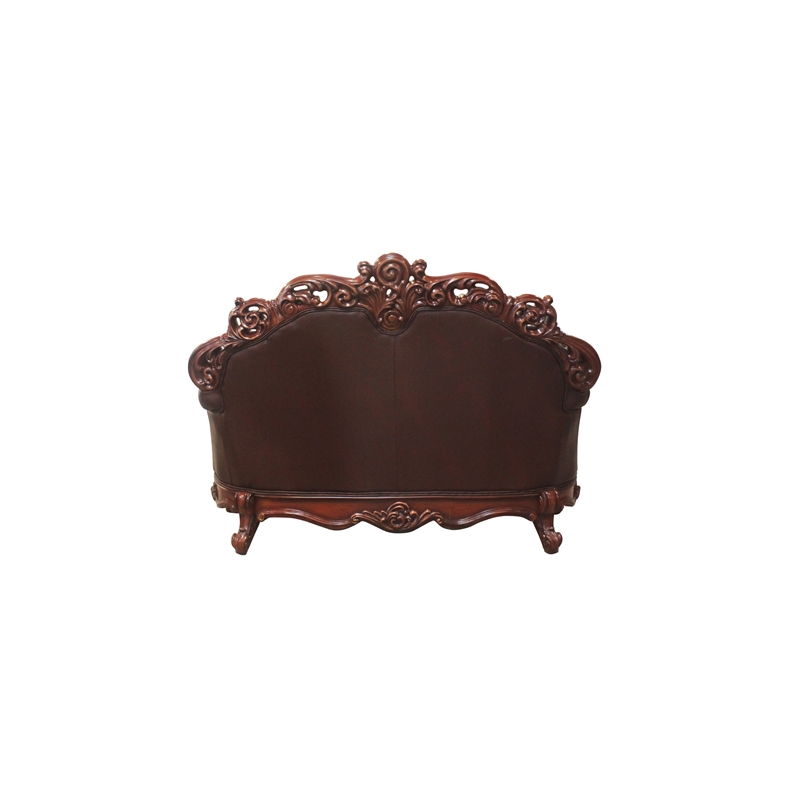 ACME Vendome Loveseat with 2 Pillows in Cherry PU