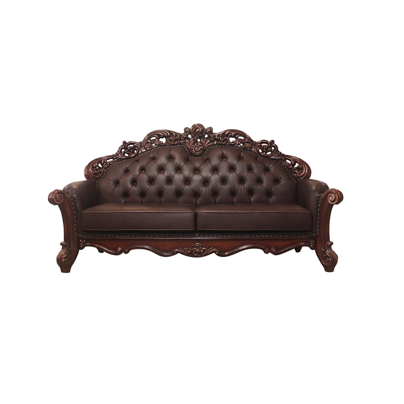 ACME Vendome Loveseat with 2 Pillows in Cherry PU