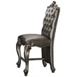 ACME Versailles Faux Leather Counter Dining Chair in Silver Platinum Set of 2