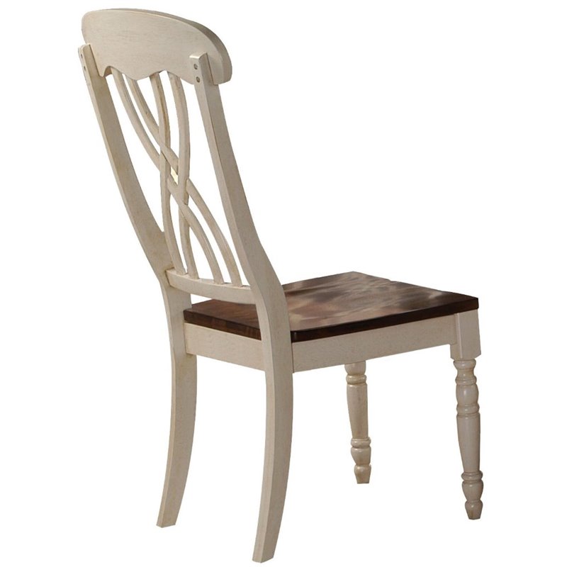 ACME Dylan Wooden Dining Side Chair in Buttermilk and Oak Set of 2