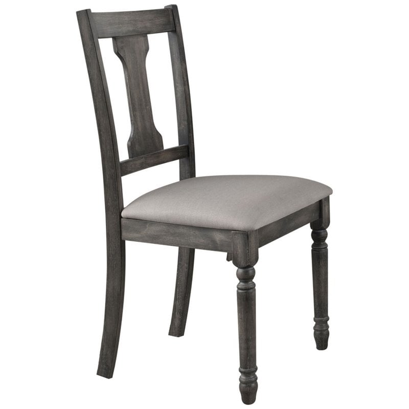 ACME Wallace Wooden Dining Side Chair in Tan and Weathered Gray Set of 2