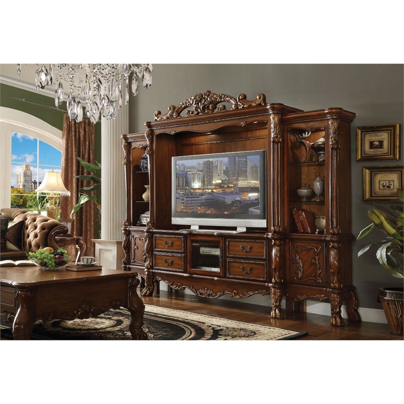 ACME Dresden Poly-Resin & Wood Entertainment Center Side Pier/Hutch - Cherry Oak