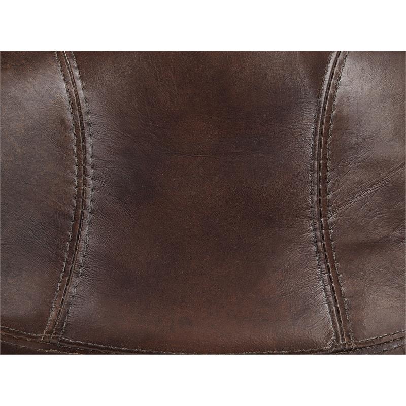ACME Brancaster Adjustable Stool with Swivel in Vintage Brown Top Grain Leather
