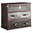 ACME Aberdeen Rectangular Accent Table in Vintage Dark Brown and Stainless Steel