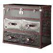 ACME Aberdeen Rectangular Accent Table in Vintage Dark Brown and Stainless Steel