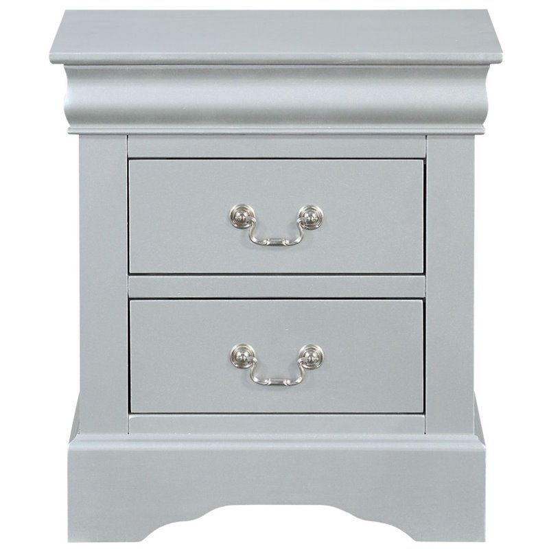ACME Louis Philippe Nightstand in Platinum