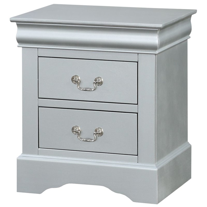 ACME Louis Philippe Nightstand in Platinum