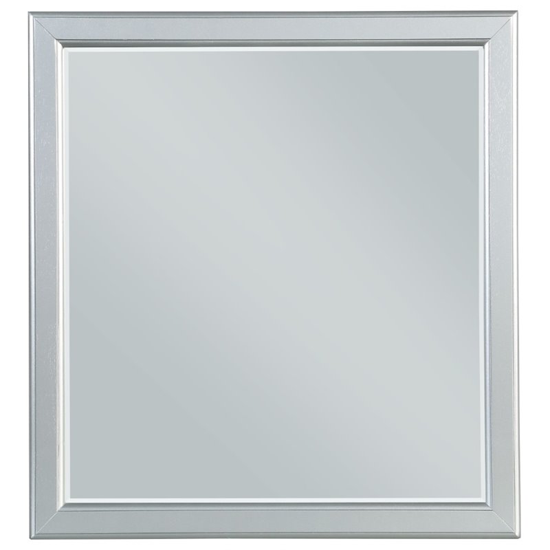ACME Louis Philippe Wooden Rectangular Mirror in Platinum White