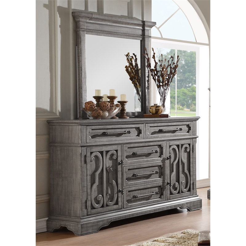 ACME Artesia Square Wooden Dresser Mirror in Salvaged Natural