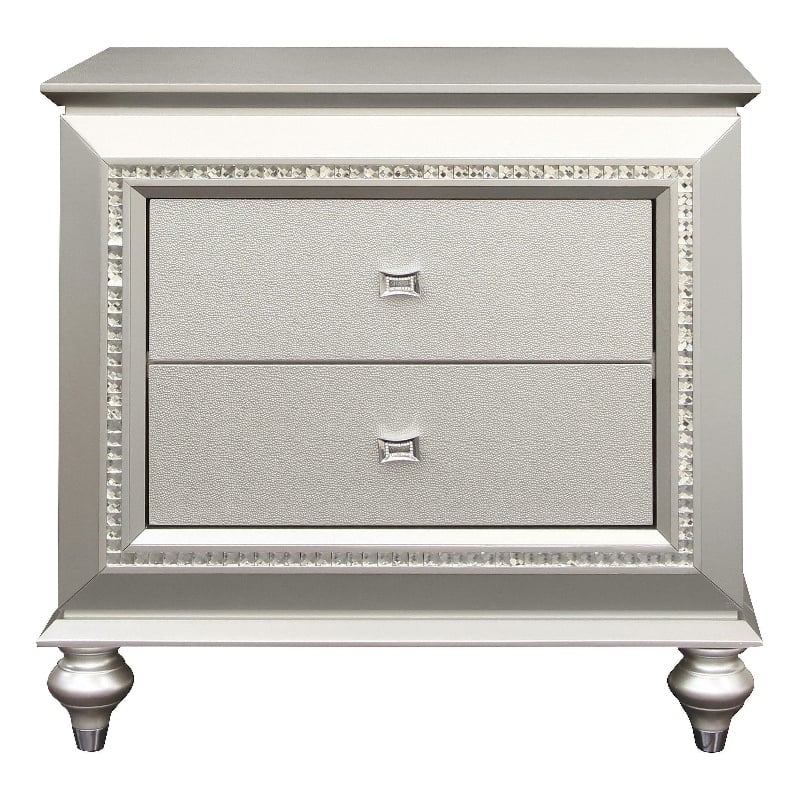 ACME Kaitlyn 2-Drawer Wooden Nightstand in Champagne White