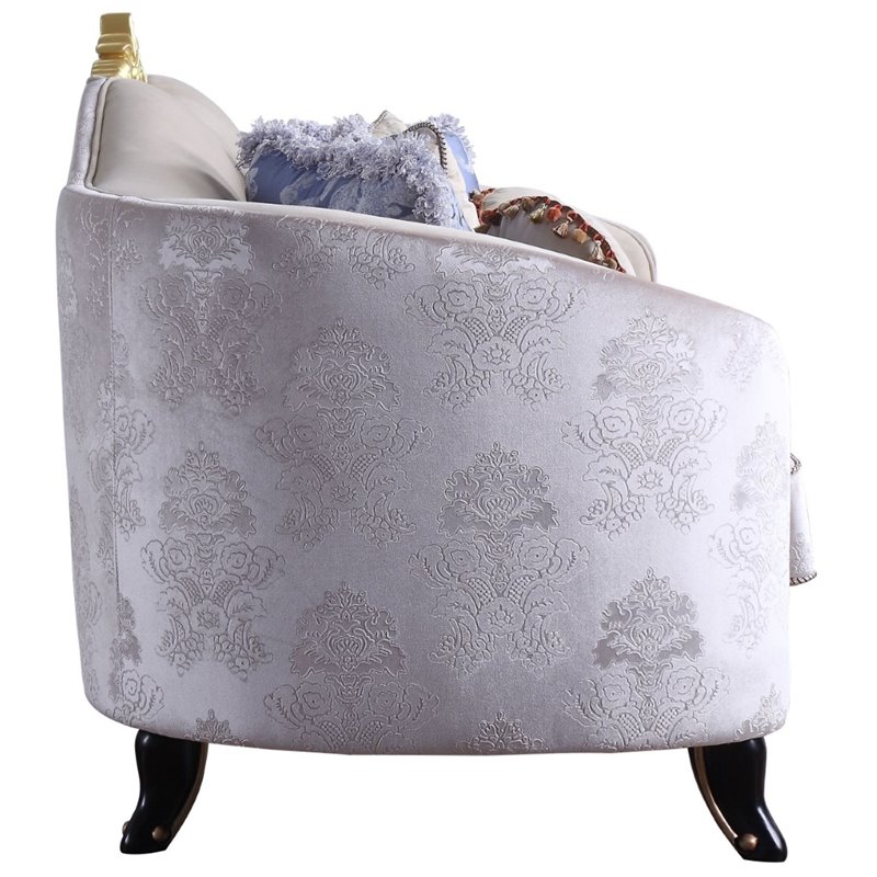 ACME Sheridan Fabric Upholstered Sofa with 7 Pillows in Cream Fabric