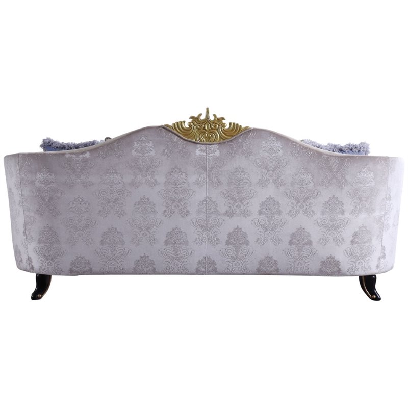 ACME Sheridan Fabric Upholstered Sofa with 7 Pillows in Cream Fabric
