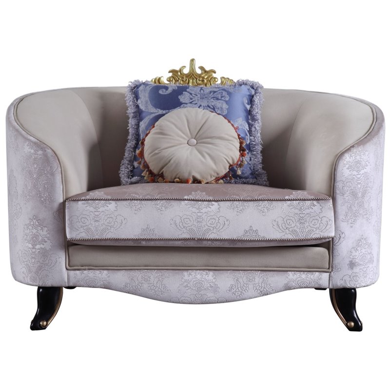 ACME Sheridan Chair with 2 Pillows in Cream Fabric