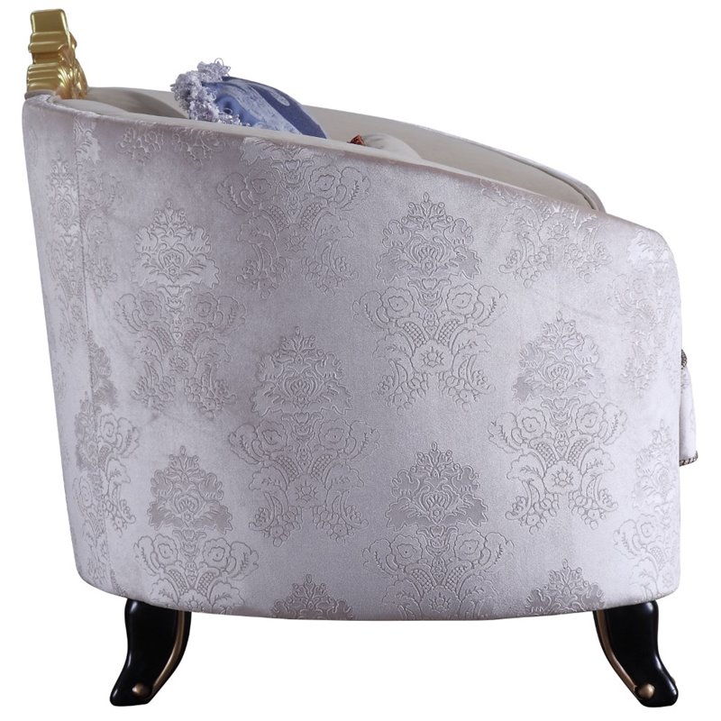ACME Sheridan Chair with 2 Pillows in Cream Fabric