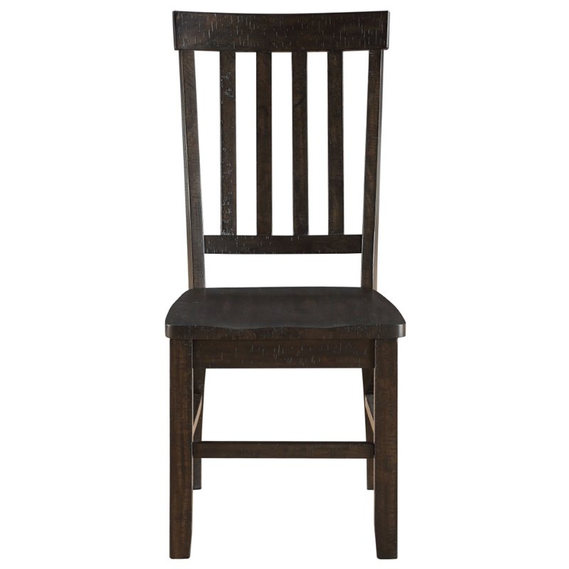 ACME Maisha Wooden Side Chair with Slatted Back in Rustic Walnut Set of 2