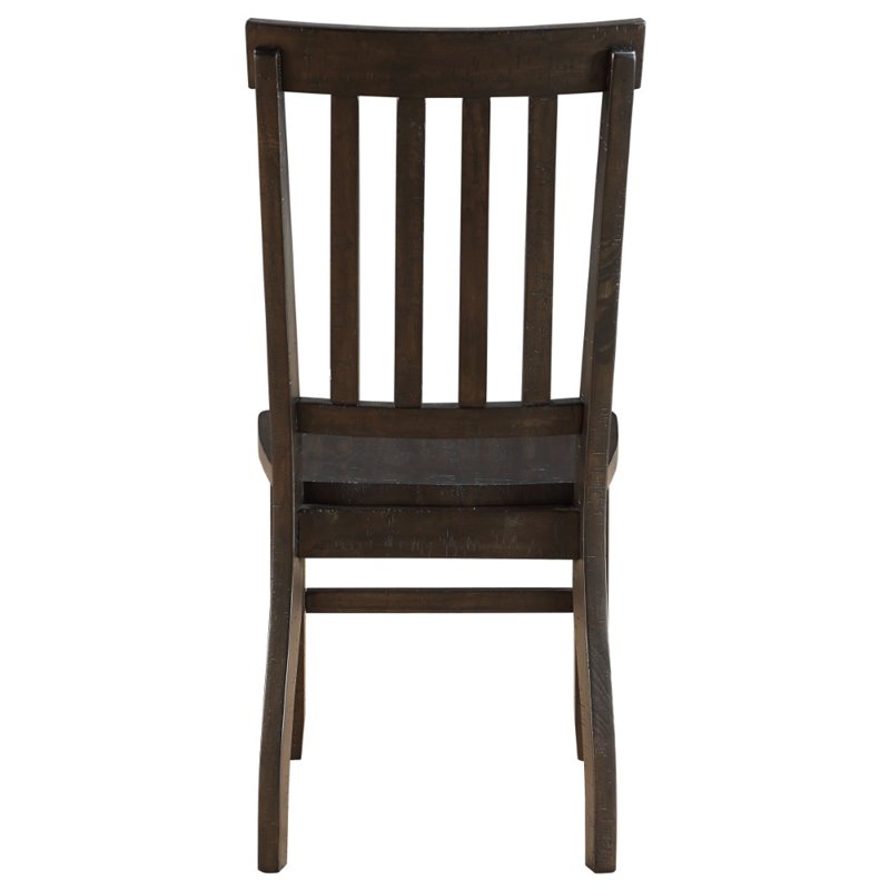 ACME Maisha Wooden Side Chair with Slatted Back in Rustic Walnut Set of 2