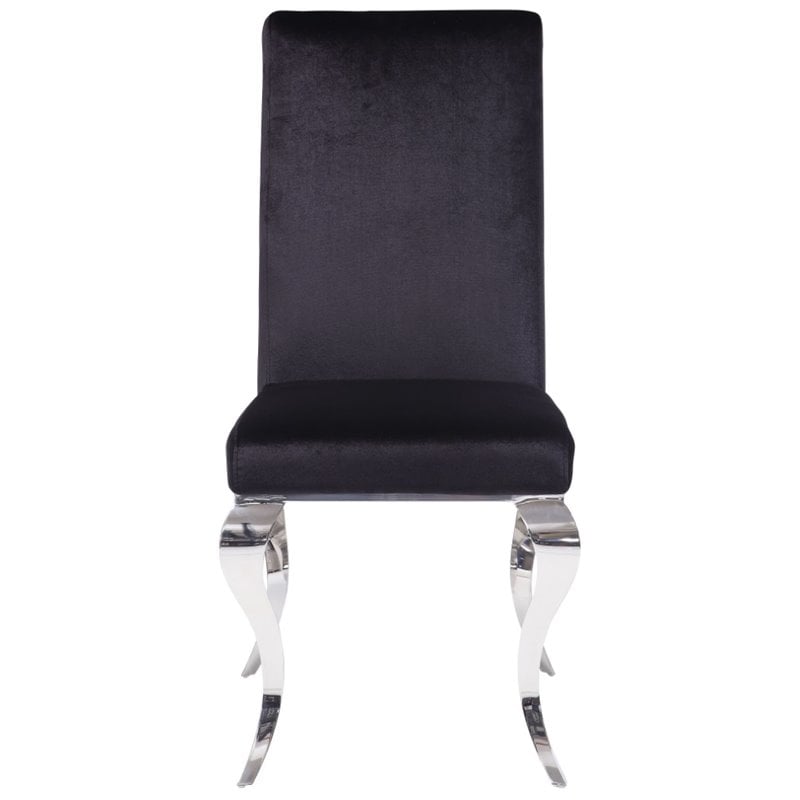 ACME Fabiola Side Chair (Set of 2) in Fabric and Stainless Steel