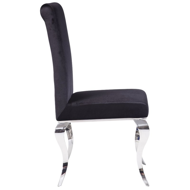 ACME Fabiola Side Chair (Set of 2) in Fabric and Stainless Steel