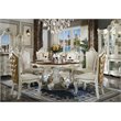 ACME Picardy Round Wooden Dining Table in Antique Pearl and Cherry Oak