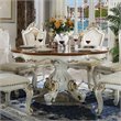 ACME Picardy Round Wooden Dining Table in Antique Pearl and Cherry Oak