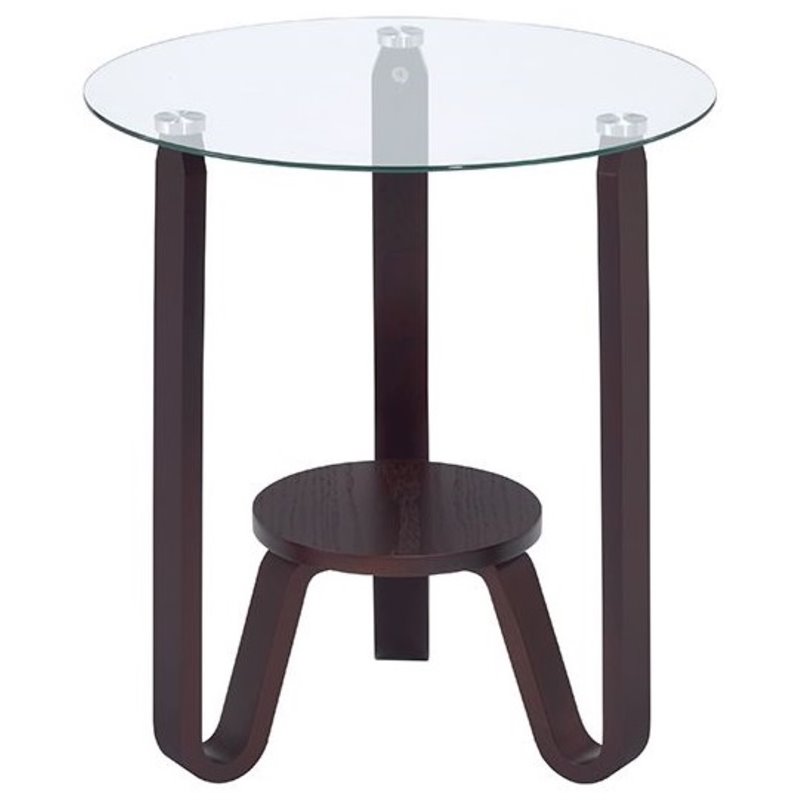 ACME Furniture Darby Wood & Glass End Table with Shelf in Dark Walnut/Clear