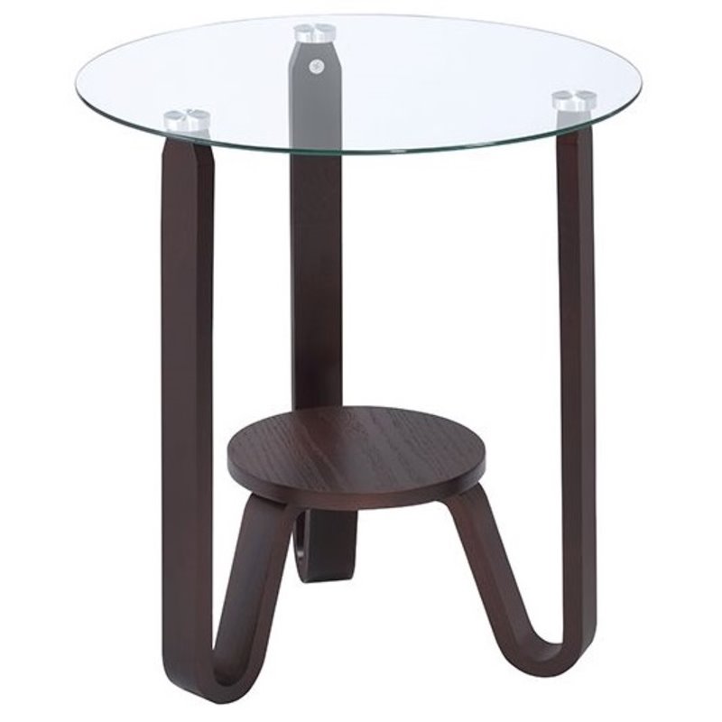 ACME Furniture Darby Wood & Glass End Table with Shelf in Dark Walnut/Clear