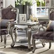 ACME Picardy Suqare Wooden End Table in Antique Platinum and Gray